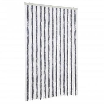 Cortina Mosquitera Chenilla Extraíble Día y Noche Color Gris y Blanco 118x220 cm para Insectos, Moscas y Mosquitos en Casa Móvil Caravana Verano