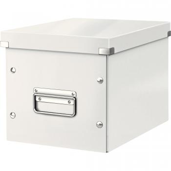 Caja de almacenamiento Leitz Click & Store Cube M, blanca, 26 x 24 x 26 cm, fabricada en cartón reciclado