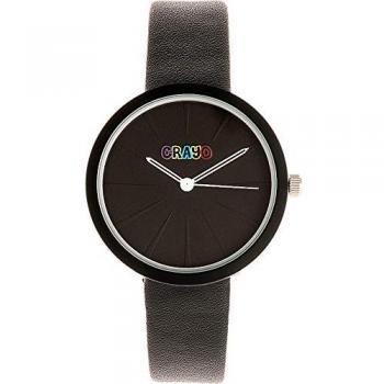 Crayo Blade Unisex Black Leather Strap Quartz Watch, One Size