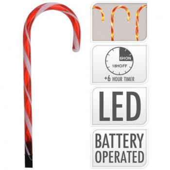 Ambiance Set de bastones de caramelo de Navidad con luces, 8 pzas, Bastón de Caramelo, Juego de 8 Unidades, Plástico, 45 x 700 cm, 56 led, Rojo Blanco,