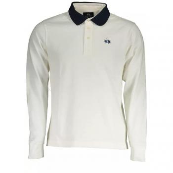 La Martina Elegant White Cotton Polo Shirt for Men - XL with Contrast Details