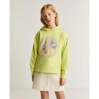 Sudadera de niña con capucha y print frontal - Modelo 46513_Amarillo