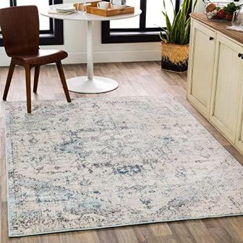 Surya - Alfombra de Salón Pelo Corto Vintage Oriental Marfil y Azul 120 x 170 cm, tipo: alfombra, características: diseño vintage oriental, colores marfil y azul, dimensiones 120 x 170 cm, ideal