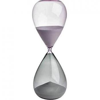 Reloj de Arena Decorativo de 15 Minutos en Vidrio - Timer de Mesa Gris/Rosa/Sandwich (73 x 190 mm)