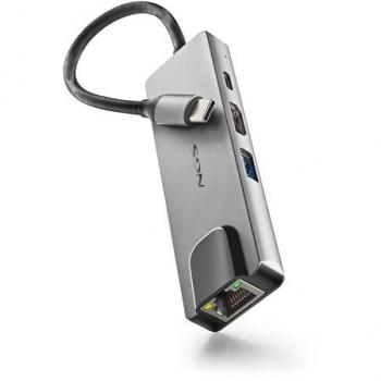 NGS Wonder Dock Supra - Adaptador multipuerto USB-C de Aluminio 4 en 1, incluye 1xUSB 3.0, 1xUSB-C con Carga PD 100W, 1xHD
