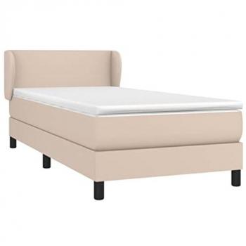 Cama Box Spring con Colchón de Cuero Sintético Capuchino 90x190 cm