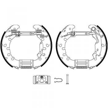 Kit de frenos de tambor HELLA 8DB 355 022-971 con zapatas y cilindro de rueda para Citroen, Fiat y Peugeot