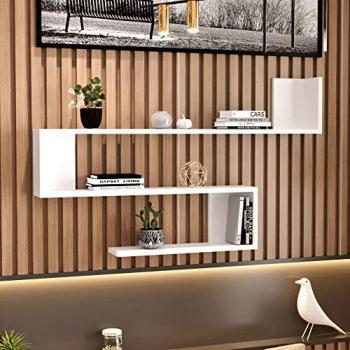 Estantería de Pared Kitee con 3 Estantes Flotantes Aglomerado 120 x 15 x 72 cm - Blanco