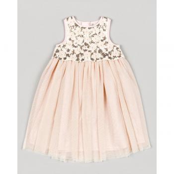 Vestido de bebé niña sin mangas con bordado de flores y lentejuelas
