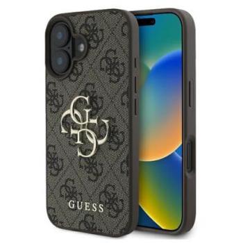 Funda Dura Guess 4G con Logo Grande para iPhone 16 - Marrón