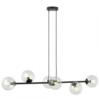 Lámpara de Suspensión Rossi, Acero Negro con Recubrimiento de Polvo y Vidrio, 110x100x30 cm