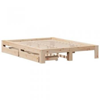 Cama sin colchón 140x190 cm en madera maciza de pino