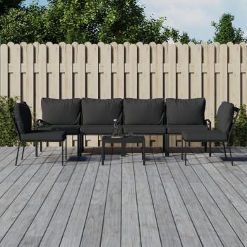 vidaXL 7-Piece Steel Garden Lounge Set with Gray Cushions
