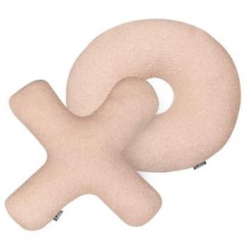 Conjunto de 2 cojines decorativos rosa pastel en forma de letras XO, tela afelpada