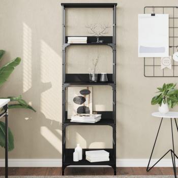Estantería de madera de ingeniería 50x33x153 cm en Negro, Roble ahumado y Gris sonoma - Mueble de Almacenaje para Oficina, Estudio y Dormitorio - Estantería/Librería