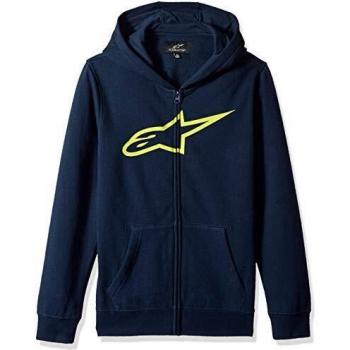 Alpinestar Kid's Ageless Fleece Suéter clásico con Cremallera y Logo Impreso, Niños, Navy/hi Vis Yellow, XS