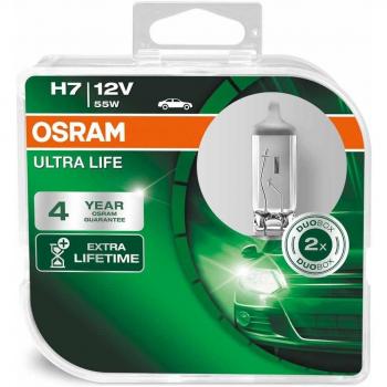OSRAM ULTRA LIFE H7, lámpara para faros halógena, 64210ULT-HCB, automóvil de 12 V, caja doble