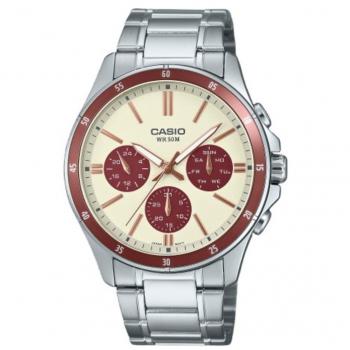 Casio Men's Quartz Analog Watch with Cream Dial and Ion-Plated Stainless Steel Case