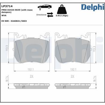 Juego de pastillas de freno DELPHI LP3714 para freno de disco, Delantero