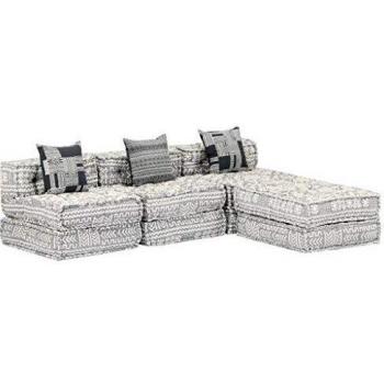 vidaXL Pouf - Cojín Modular de 3 plazas, para sofá, sofá, Cama, Cama de Invitados, Tela Gris Claro