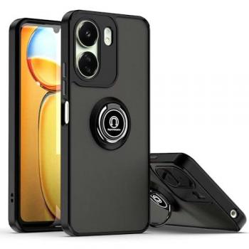 Funda Mate con Borde Negro y Anillo Giratorio 360 compatible con Xiaomi Redmi 13C