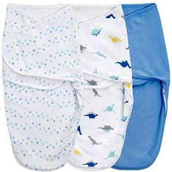 aden + anais Essentials Easy Swaddle Wrap, 3-Pack Dino-Rama (0-3 Months)