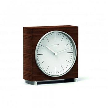 Klein & More MAX Bill-Reloj de Mesa con Carcasa de Madera, marrón, L 5,5cm, B 16,4cm, H 17,4cm