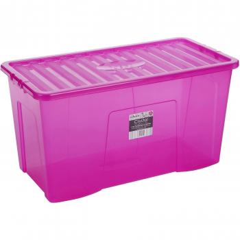 Wham 12357 - Caja de plástico, extra grande, 110 litros, color rosa, 79.5 x 39.5 x 40 cm, 1 unidad