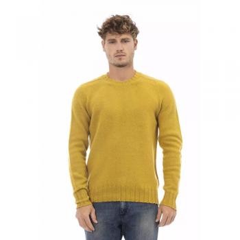 Alpha Studio Yellow Wool Crewneck Sweater - IT50 | L, Round-neck Knitwear, Male, Yellow, Size: L