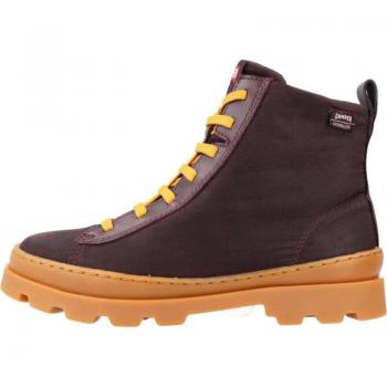 Camper Brutus Kids Brown Cotton and Smooth Leather Lace-Up Boots