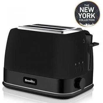 Breville VTT946X - Tostador de 2 rebanadas con bandeja para calentar bollería, colección New York, color negro