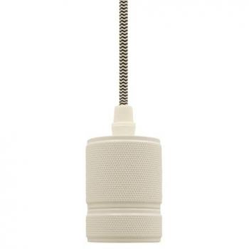 Lámpara de techo contemporánea Energeeks con cable liso blanco y negro, acabado mate en metal, 1 luz