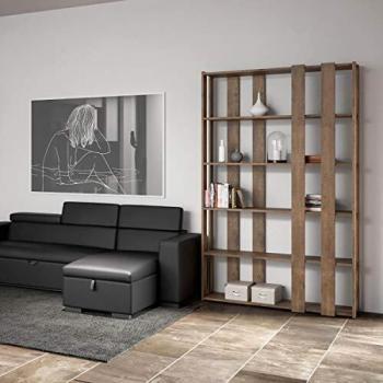 Librería Abierta Kato Small E de Madera de Nogal con 8 Estantes, Diseño Moderno y Dimensiones 120x204 cm