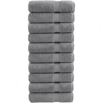 Toallas de sauna y mano SOLUND 10 piezas gris 50x100 cm 600gsm