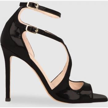 Lodi - Sandalias de tacón de mujer en charol negro con doble cierre