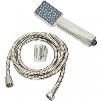 Conjunto De 1 Alcachofa De Ducha 1 Funcion Forma Cuadrdada + 1 Tubo Flexible 180-230 Cm - Cromado