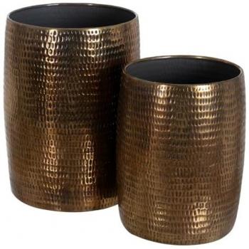 Jarrón 2 Piezas Bronce Dorado Aluminio 35,5 x 35,5 x 50 cm