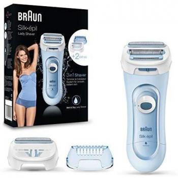 Braun Silk-épil 5 Lady Shaver, 3-in-1 Electric Shaver, Trimmer and Exfoliation System, Wet & Dry, UK 2 Pin Plug, 5-160, Blue