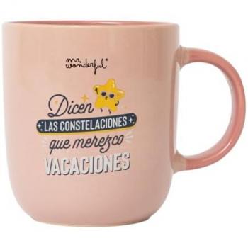Taza Mr. Wonderful Dicen las constelaciones que merezco vacaciones, multicolor, dimensiones 10x9x9 cms