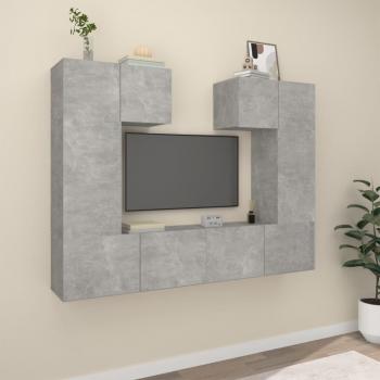 Set de muebles de TV 6 piezas madera contrachapada gris hormigón 80 x 30 x 30 cm vidaXL