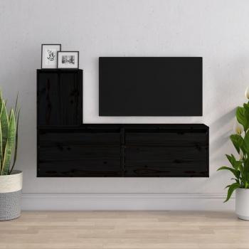 Muebles para TV 3 piezas de madera maciza de pino