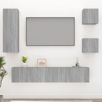 Set de Muebles para TV 5 Piezas en Madera Compuesta Gris Sonoma