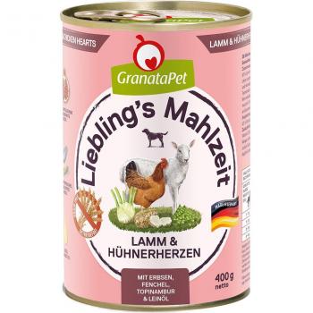 Granatapet Liebling's Mahlzeit 6 x 400 g - Cordero y corazones de pollo