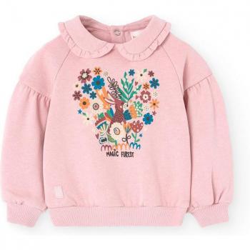 Sudadera de niña Boboli con cuello decorativo y dibujo frontal, tipo Fleece