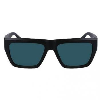Calvin Klein Unisex Matte Black Square Sunglasses with Green Lens CKJ23653S