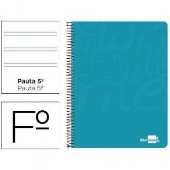 Cuaderno espiral liderpapel folio write tapa blanda 80h 60gr pauta 2,5 mm con margen color turquesa