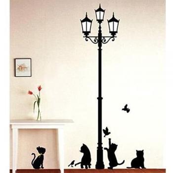 ufengke® Gatos Traviesos en Virtud de los Gatos Negros de Alumbrado Público Pegatinas de Pared, Sala de Estar Dormitorio Removible Etiquetas de la pared / Murales