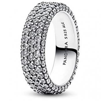 Anillo de Plata de Ley Fila Triple en Pavé con Circonitas Cúbicas - Pandora