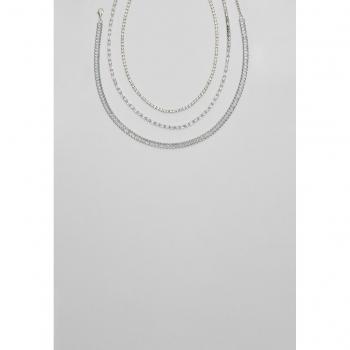 Stradivarius Set of 3 Grey Rhinestone Necklaces OS
