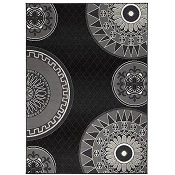 Alfombra de diseño (Velour 'Versipack' | pelo corto negro, púrpura, rojo, marrón, negro / gris, 160 x 230 cm